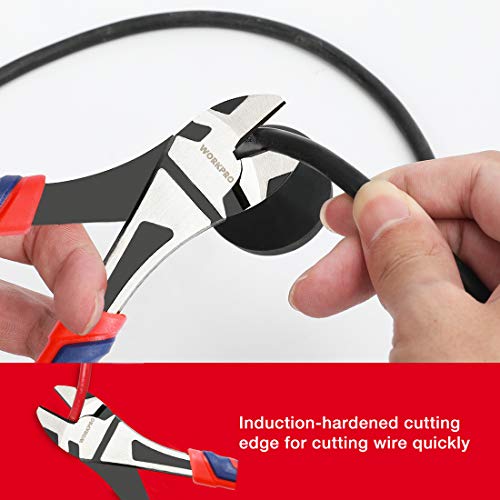 WORKPRO 7-Inch Diagonal Pliers in CRV Steel for Cutting Wires, Bi-material Handle Comfort Grip - style: 7-inch