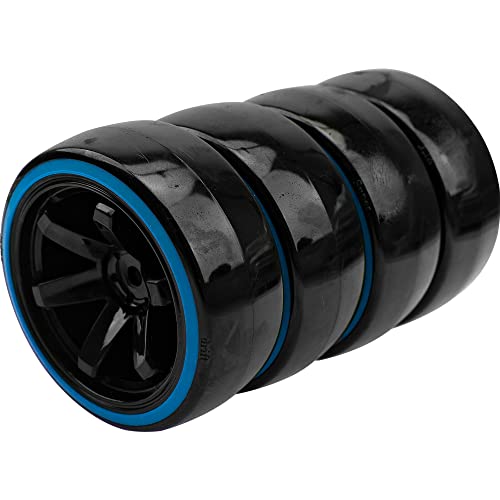 1/10 RC Drift Car Tires Hard Plastic Tyre & 12mm Hex Hub Wheel Rims 6 Spoke Compatible with Traxxas HSP Tamiya Kyosho HPI Redcat Racing MST 1/10 On-Road RC Drift Drifting Car (Blue) - color: Blue