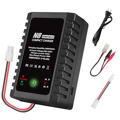 NiCD NiMH Battery Charger for 2-8S Battery Packs of Airsoft RC Car Drone | Fast RC NiCD NiMH Battery Chargers Compatible with Standard Tamiya/Mini Tamiya/Alligator Clips Connectors