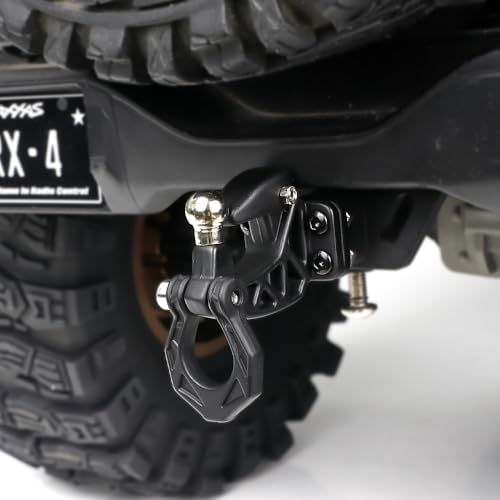 Metal Adjustable RC Trailer Hitch Tow Hook for 1/8 1/10 TRX4 SCX10 KM Tank Crawler Truck Upgrade Part Accessories(Black) - color: Black