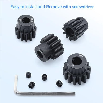 M1.5 Pinion Gear 11T 12T 13T 14T 8mm Shaft Steel Motor Gear Set for 1/5 1/6 1/7 1/8 1/10 Tra-xxas Arrma HSP HPI AXIAL LOSI RC Car Brushed Brushless Motor - size: 11T 12T 13T 14T