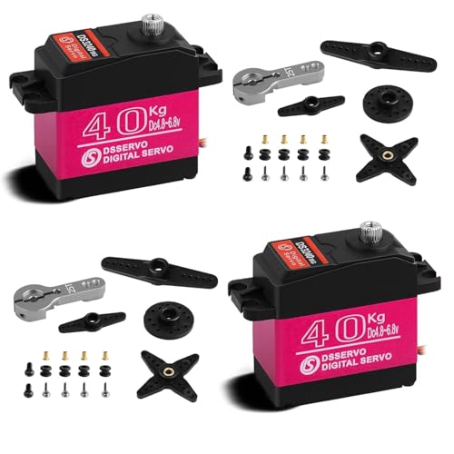 2Pack Servo 40kg Digital Servo High Torque RC Parts for 1/10 Scale RC Cars & Crawlers Slash 4x4 4x4 VXL TRX-4 SCX10 III Everest-10,Steering RC Servo Waterproof (2PCS-40kg-270 Degree)