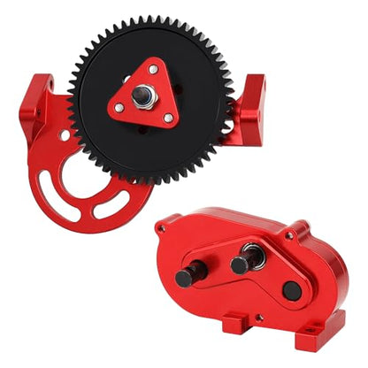 LCG Metal Prefixal Gearbox Set with 30% Overdrive Gear Front Motor Transmission Transfer Case for Axial 1/10 RC Crawler SCX10 I II 90046 Capra TRX4 Upgrades (red) - color: Red