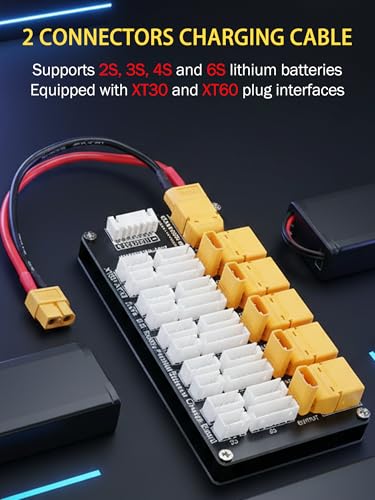Lipo Battery Charger Board, Lithium Batteries Charging Parallel XT30 XT60 Plug, 2‑6s Balance Charger Board for Imax B6, Q6 Pro, D2 T8