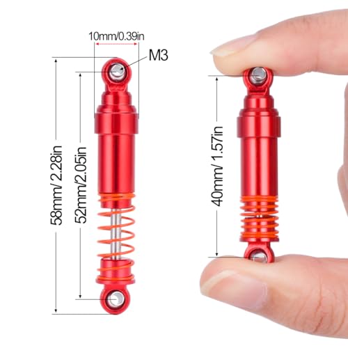 1/18 RC Shocks,52mm Big Bore Shocks CNC Aluminum with Oil Filled 2Pcs for 1/18 RC Crawler Car TRX4M TRX-4M Bronco Defender Parts DIY (Titanium) - color: Titanium