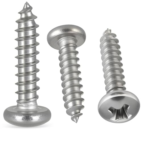 #6 x 1/2" Pan Head Wood Screws, Phillips Drive,304 Stainless Steel, 120 Pack - size: #6 x 1/2"