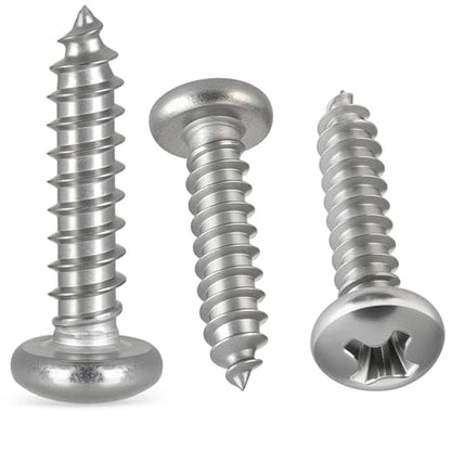 #6 x 1/2" Pan Head Wood Screws, Phillips Drive,304 Stainless Steel, 120 Pack - size: #6 x 1/2"