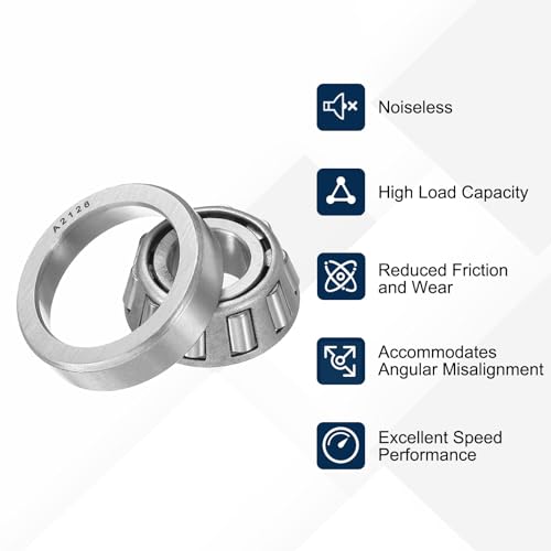 uxcell A2047/A2126 Tapered Roller Bearing Cone and Cup Set, 0.4719" Bore x 1.2595" OD x 0.448" Thick, Chrome Steel Taper Bearing Set, ABEC-3 - size: A2047/A2126