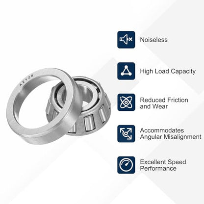 uxcell A2047/A2126 Tapered Roller Bearing Cone and Cup Set, 0.4719" Bore x 1.2595" OD x 0.448" Thick, Chrome Steel Taper Bearing Set, ABEC-3 - size: A2047/A2126
