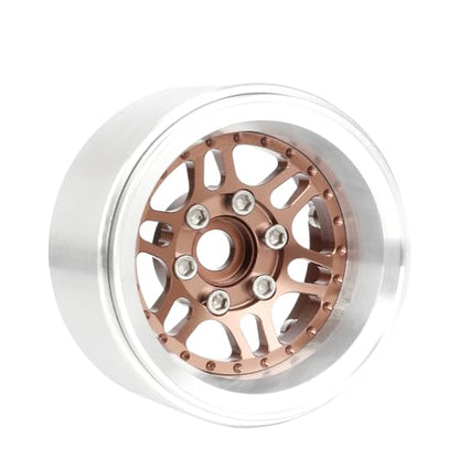 4PCS 1.9" Beadlock Wheel Rims Offset-10mm Aluminum Alloy Metal Wheel Hub for 1/10 RC Rock Crawler Car for Axial SCX10 TRX4 TRX6 D90 D110 Upgrade Accessories (Bronze) - color: Bronze