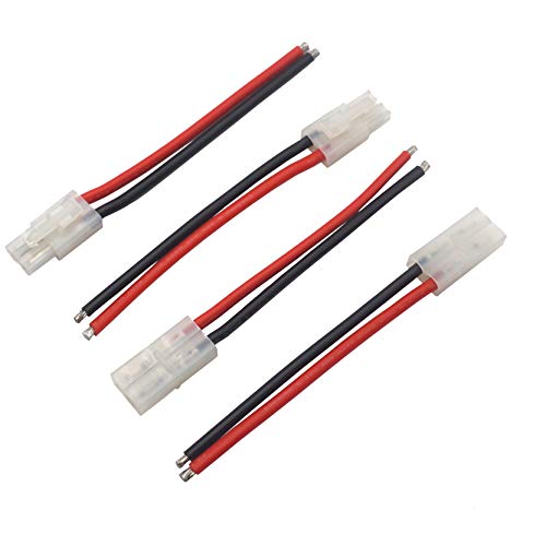 4Pairs Adapter Compatible with Tamiya Style Plug Male Female Connector w/10cm 14AWG Silicon Wire Cable for RC Car Lipo Battery Charger FPV Truck Boat