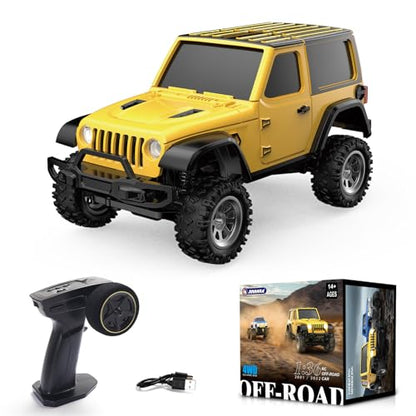 1:36 Mini RC Crawler, JABAILE 3601 4WD Off-Road RC Car RTR for Adults Hobby Gifts Toys (Yellow) - color: Yellow