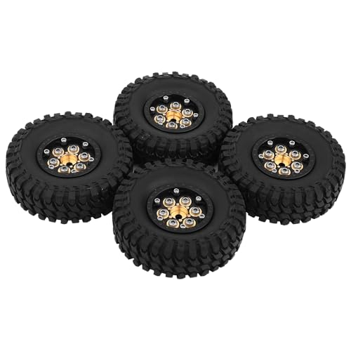 1.0 Brass Beadlock Wheel Tires Set 4PCS Tires for for 1/18 1/24 RC Crawler Car Axial AX24 SCX24 FMS FCX24 TRX4M Metal Upgrade (Lotus pod) - style: Lotus pod