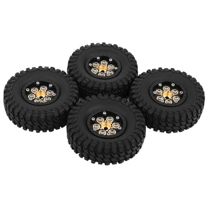 1.0 Brass Beadlock Wheel Tires Set 4PCS Tires for for 1/18 1/24 RC Crawler Car Axial AX24 SCX24 FMS FCX24 TRX4M Metal Upgrade (Lotus pod) - style: Lotus pod