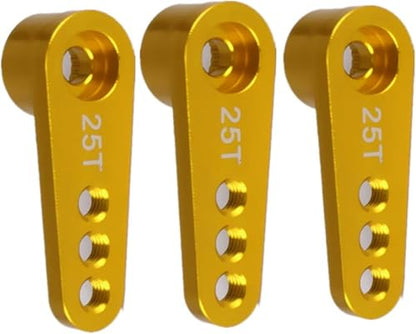 Aluminum 25T Steering Servo Horn Arm,RC Steering Servo Arm Horn for RC 1:8 1:10 Model Car/Boat Futaba HSP HPI Wltoys Himoto Redcat Axial 3 pcs/Set（Yellow） - color: Yellow