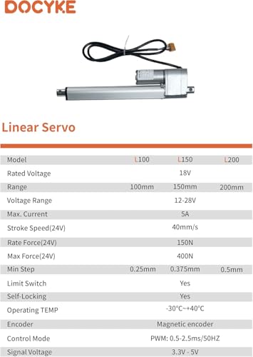 Digital Linear Servo Actuators, Long Stroke 100,150,200 mm, Signal for DIY Robot, Remote Control and Arduino PCB,for Fan Blades Cabinets Home Automation (200MM) - style: 200MM