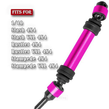 RC Drive Shaft CVD Axles Upgrades Part for 1/10 Slash VXL 4X4,Rustler VXL 4X4,Stampede VXL 4X4,#45 Steel Front Rear Driveshaft with Hex,Pink - color: Pink - Upgrades