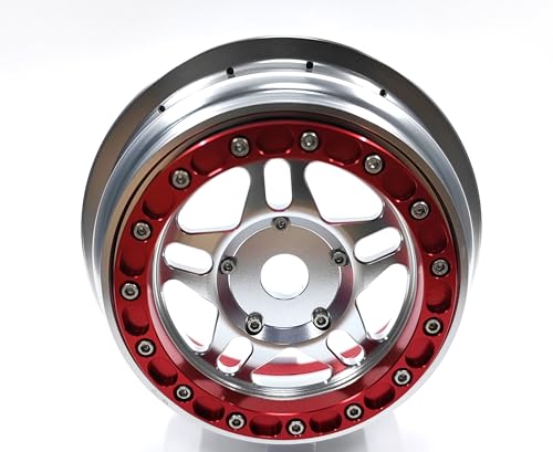 CNC aluminum bead lock wheel For LOSI Super Baja Rey 2.0 1/6 1pcs (silver+red) - color: silver+red