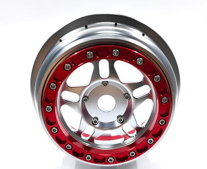 CNC aluminum bead lock wheel For LOSI Super Baja Rey 2.0 1/6 1pcs (silver+red) - color: silver+red