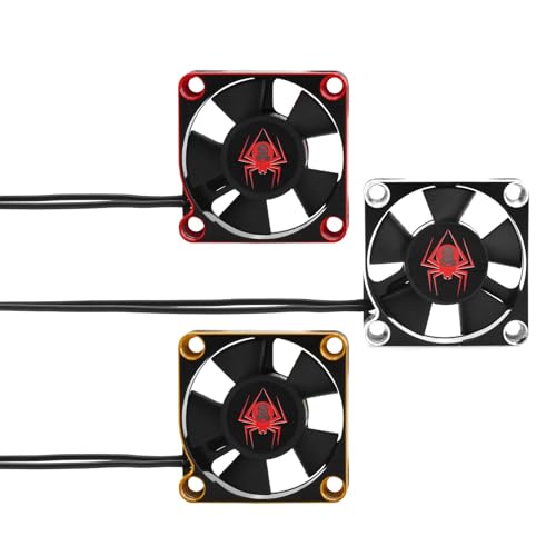 RC Car Metal Motors Cooling Fan 25mm 30mm 35mm 40mm 50mm RC Heatsink 28000RPM ESC Cooling Fans Glod-Black for 1/8 1/10 1/12 Truck Off Road Crawler Car 540 550 Brushless OR Brushed (50mm)