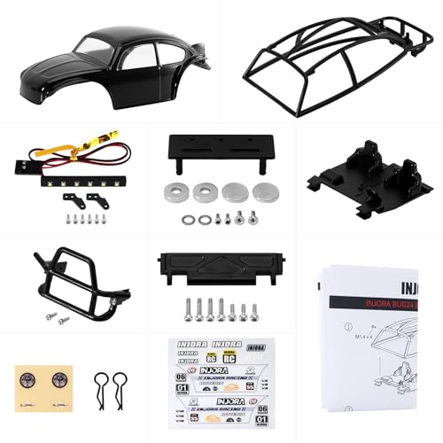 INJORA BUG24 Body for 1/24 Axial SCX24 C10 JLU Bronco Base Camp (Black) - color: Black