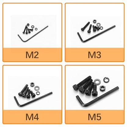 1780 Pcs M2 M4 M5 M3 Screws Set, Metric Bolt Assortment Kit, Metric Machine Screw Assortment Kit, Alloy Steel Black Bolts and Nuts Kits with Washers Set, Hex Socket Head Cap Screws Kit - size: M2/M4/M5mm-1780Pcs