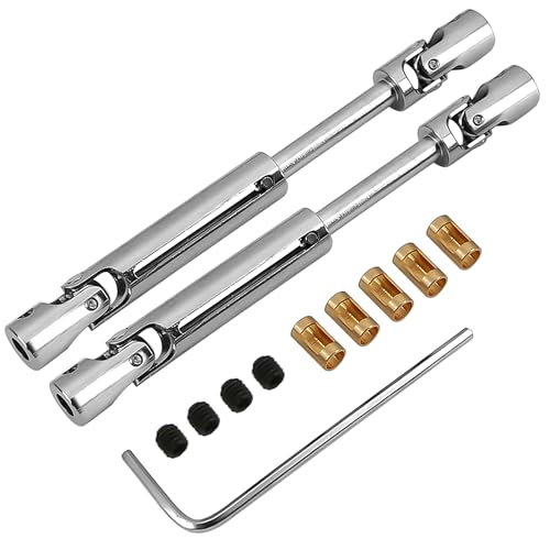 MN78 Metal RC Drive Shaft 69mm-93mm with 3mm to 4mm Shaft Sleeve for MN78 MN-78 MN 78 1/12 Crawler Car Upgrade Universal Parts Accessories (Silver)