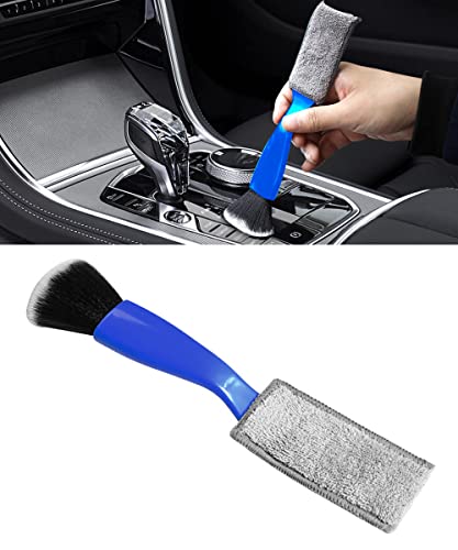 Universal 2 in 1 Duster for Car Clean,Car Bursh Tool,Double Head Brush,Auto Interior Detailing Brush,Soft Car Interior Detailing Brush Dust Brush (Blue) - color: Blue