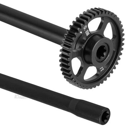 RC 45T Spur Gear Slipper Clutch/Center Slider Driveshaft Upgrades Part for 1/16 Mini Maxx 4WD RTR Brushless Monster Truck (#107154-1),#45 Steel Transmission Gears Spur Gear,Black - color: Black-(upgrades Part）