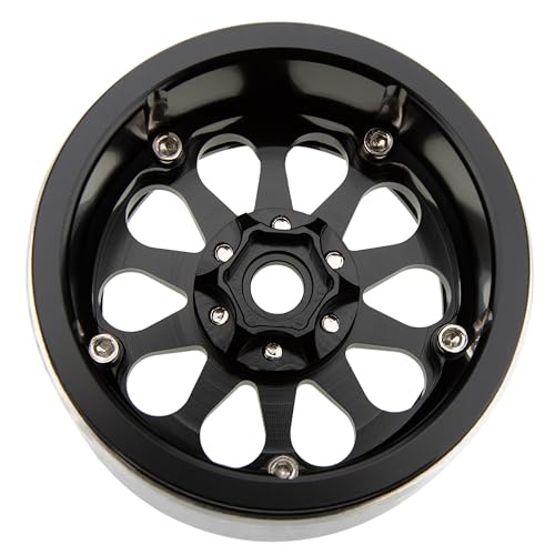 MEUS RACING 2.2 Beadlock Wheels Rims Deep-Dish Wheel for Axial SCX10 Traxxas TRX4 Vanquish VS4-10 Redcat Gen8 1/10 RC Crawler Upgrades (Black) - color: Black