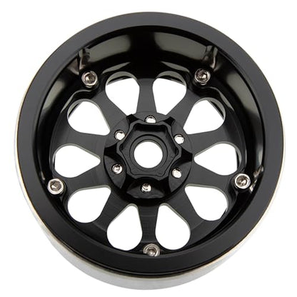 MEUS RACING 2.2 Beadlock Wheels Rims Deep-Dish Wheel for Axial SCX10 Traxxas TRX4 Vanquish VS4-10 Redcat Gen8 1/10 RC Crawler Upgrades (Black) - color: Black