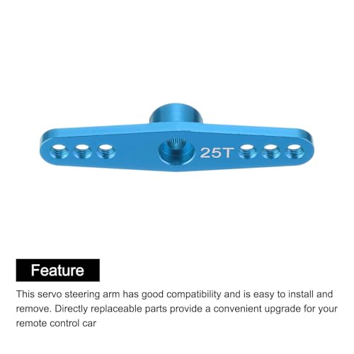 MECCANIXITY 5 Pcs Aluminum Servo Horn 25T 25 Teeth Servo Horn Steering Double Arms 47mm Length Pale Blue for DIY RC Car/Boat/Airplanes Boat Model - color: Pale Blue