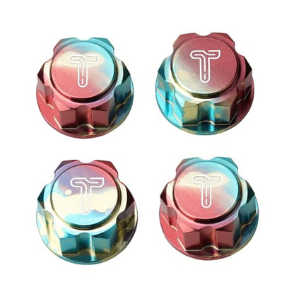 4PCS Splash Anodizing Aluminum 17mm Hex Wheel Nut Center Cap for 1/10 Scale Arrma Losi HSP Redcat 1/8 RC Car Monster Truck(1.0mm Thread Pitch)