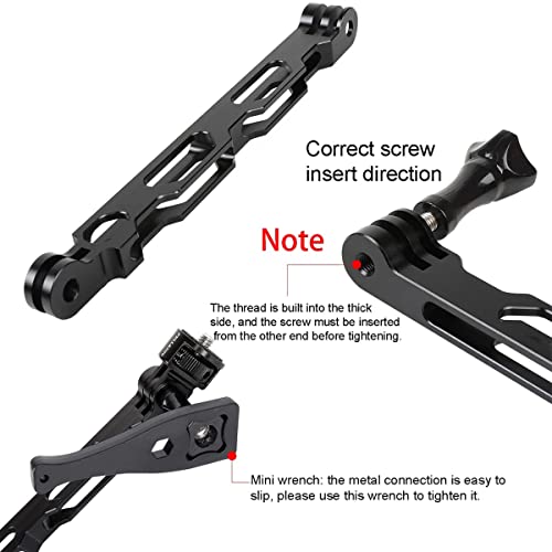 PellKing (12 Pcs) Aluminum Alloy Extension Arm Helmet Mount Kit for for Insta360 One X5/X4/X3,X2,X,Metal Adapter Helmet Sticker Extension Arm Mount with Metal 1/4''Adapter,GoPro Hero 10/9,and More