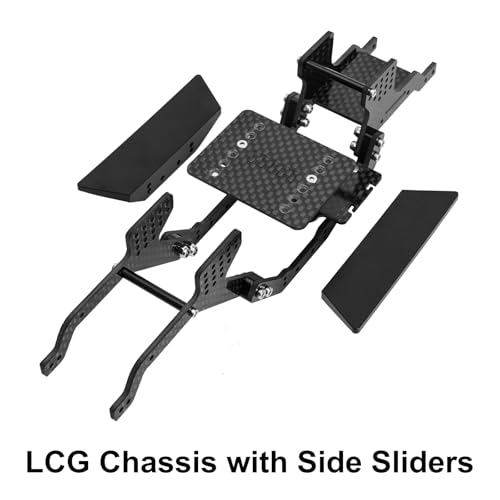 INJORA LCG Carbon Fiber Chassis Kit with Rock Sliders Side Pedal for 1/18 RC Crawler Redcat Ascent-18 Upgrade