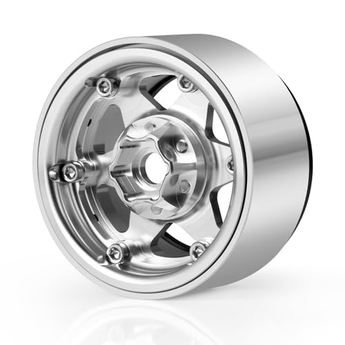 Aluminum Alloy RC 1.9 Beadlock Wheels Rims 30mm | For 1/10 RC Crawler Axial SCX10 90046 AXI03007 Gen8 TRX4, Upgrade, Silver - color: Silver