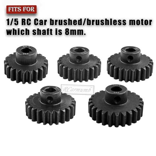 M1.5 8mm Pinion Gear Set Upgrades Parts for 1/5 RC Car Brushed Brushless Motor,Steel 5PCS Mod 1.5 21T 22T 23T 24T 25T 8mm Shaft Motor Gear Set Hops Up - style: M1.5(21T&22T&23T&24T&25T)