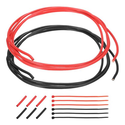 MECCANIXITY 20 Gauge Silicone Electrical Wire Cables, 20 AWG 3ft Black and 3ft Red Electrical Wires High Temp 600V 200C Flexible Stranded Tinned Copper Wires Automotive Cable with Accessories - size: 20 Gauge 1m/3ft