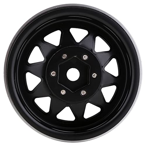 INJORA 1.9 Beadlock Wheel Rim Hub 4pcs Metal Rims for 1/10 RC Crawler Car TRX4 Axial SCX10 90046 SCX10 Pro(Black) - color: Black