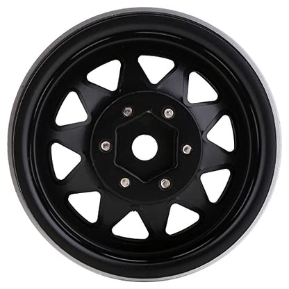 INJORA 1.9 Beadlock Wheel Rim Hub 4pcs Metal Rims for 1/10 RC Crawler Car TRX4 Axial SCX10 90046 SCX10 Pro(Black) - color: Black