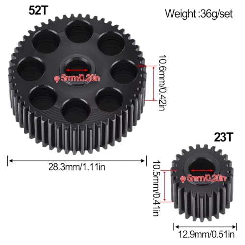 RC Car Parts Compatible with VS4 10 1/10 RC Crawler Upgrade Parts Replacement Accessories Steel Transmission Gearbox Gear Set 52T 23T 48P