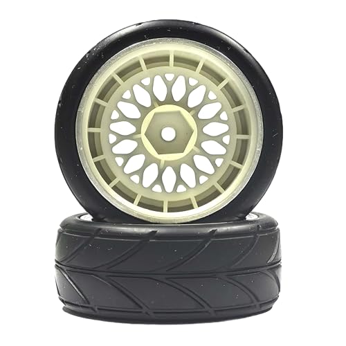 4PCS/Set 64mm Rubber Tires & Plating Plastic Wheels Rims Replacement Part for 1/10 RC On-Road Touring Car Racing Car (Gold, Offset 3mm) - color: Gold, size: Offset 3mm