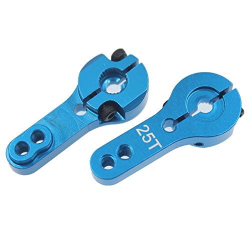 ShareGoo 5PCS 25T Aluminum Servo Horns M3 Threads Metal Steering Arm for RC Car Truck Buggy Airplane,Blue