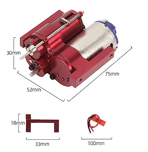 2nd Gear Gearbox Speed Change Gear Box with 370 Brushed Motor, Third Generation Metal Wave Box, for 1/16 WPL C24 C34 C44 C54 B16 B36 MN D90 MN40 MN45 MN77 MN99 MN99s RC Car (Red) - color: Red