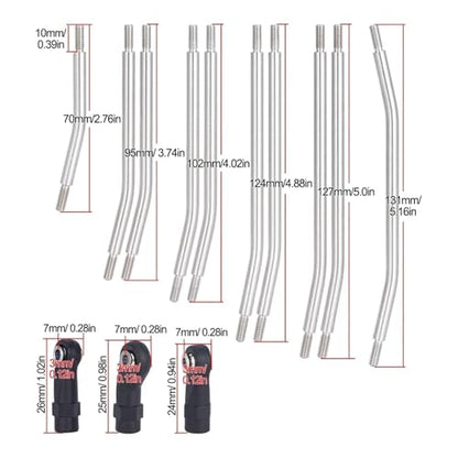 10Pcs Stainless Steel Links Rod Set with Ball End 313/324mm Wheelbase for 1/10 RC Crawler Car Axial for SCX10 II 90046 Upgrade Parts(324mm) - color: 324mm