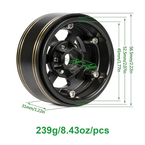 AMK 1.9 Beadlock Wheels 4pcs 958g Brass Heavy 1.9 Wheels for 1/10 RC Crawler TRX4 Capra SCX10 D90 VS4-10 Gen8 CC01 TRX4 Upgrades Accessories