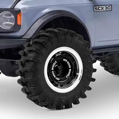 0.7" Aluminum Beadlock Wheels and Tires Set for 1/30 Axial SCX30 RC Crawler – Upgrade Parts (Black-299) - color: Black-299