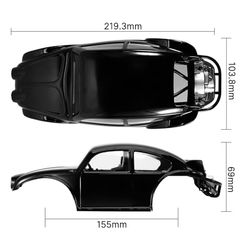INJORA BUG18 Body with Interior for 1/18 TRX4M Universal LCG Chassis（Black） - color: Black