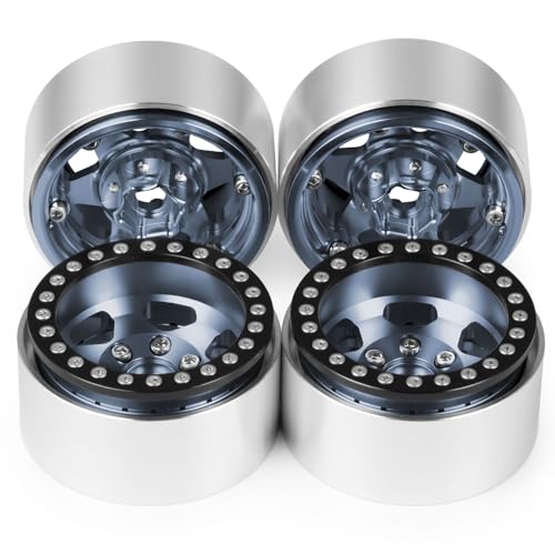 Aluminum Alloy RC 1.9 Beadlock Wheels Rims 30mm | For 1/10 RC Crawler Axial SCX10 90046 AXI03007 Gen8 TRX4, Upgrade, Titanium - color: Titanium