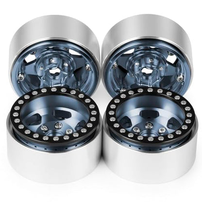 Aluminum Alloy RC 1.9 Beadlock Wheels Rims 30mm | For 1/10 RC Crawler Axial SCX10 90046 AXI03007 Gen8 TRX4, Upgrade, Titanium - color: Titanium